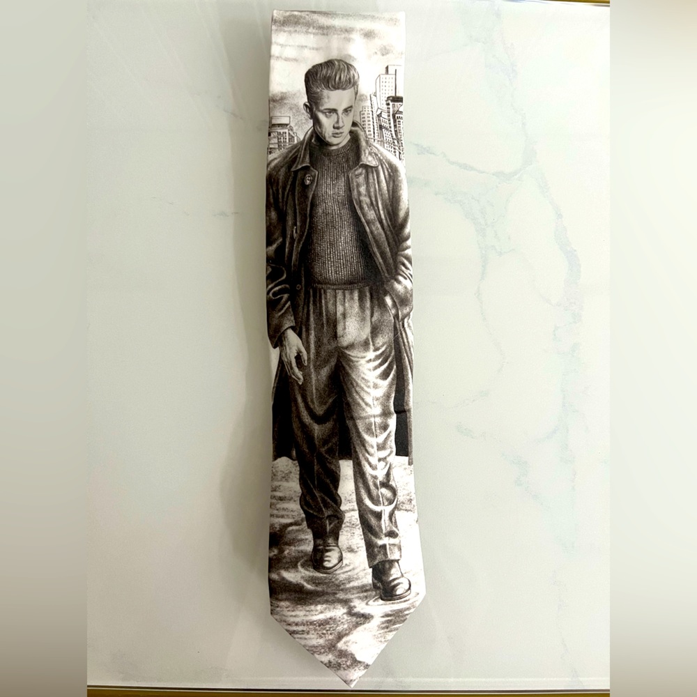 VINTAGE RALPH MARLIN 1994 "James Dean Pose" Neck Tie